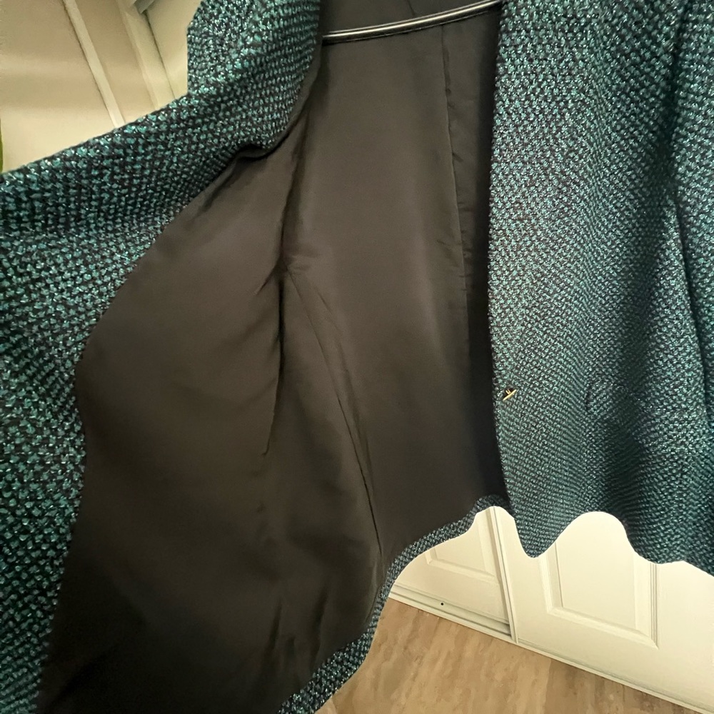 St. John Knit Size 14 Blazer. Emerald green and black. Lined and barely worn!